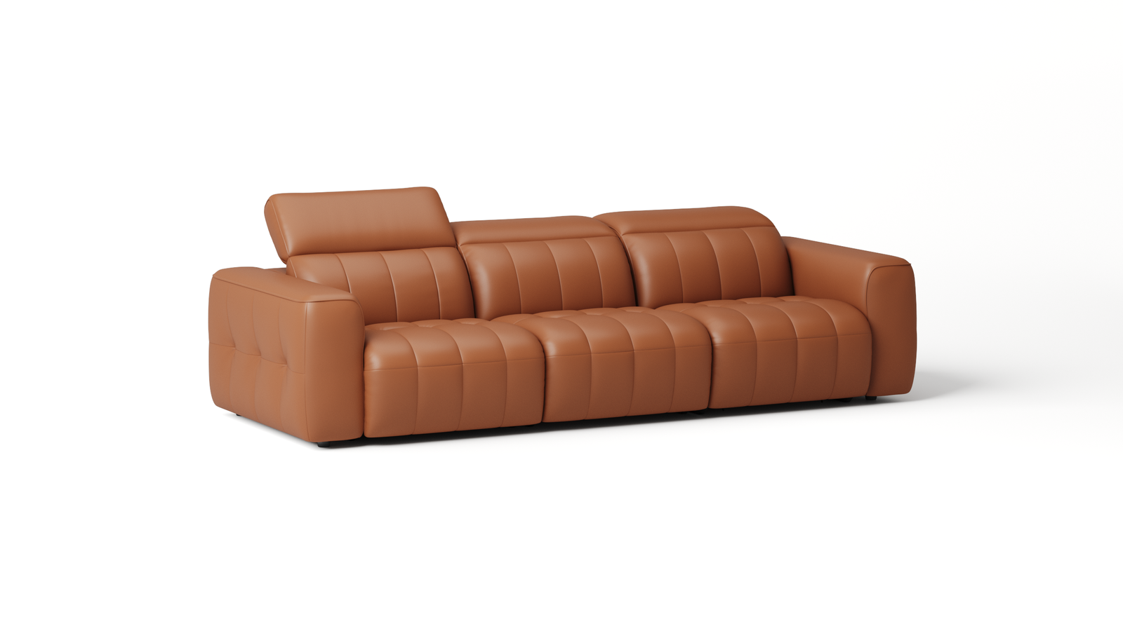 Avalon Leather Recliner Three Seat Sofa — ORANGE