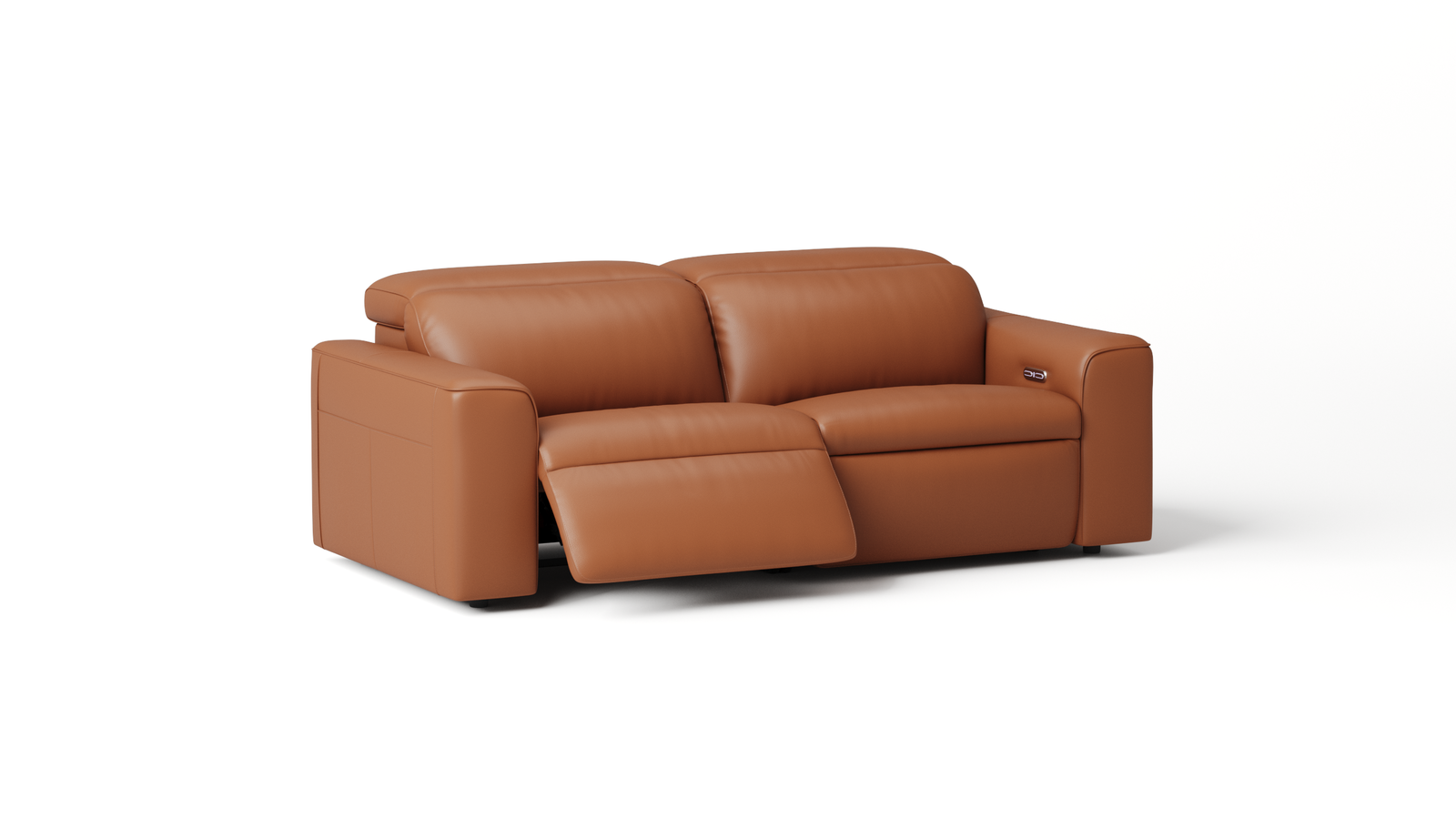 Broadway Leather Recliner Two Seat Sofa — ORANGE
