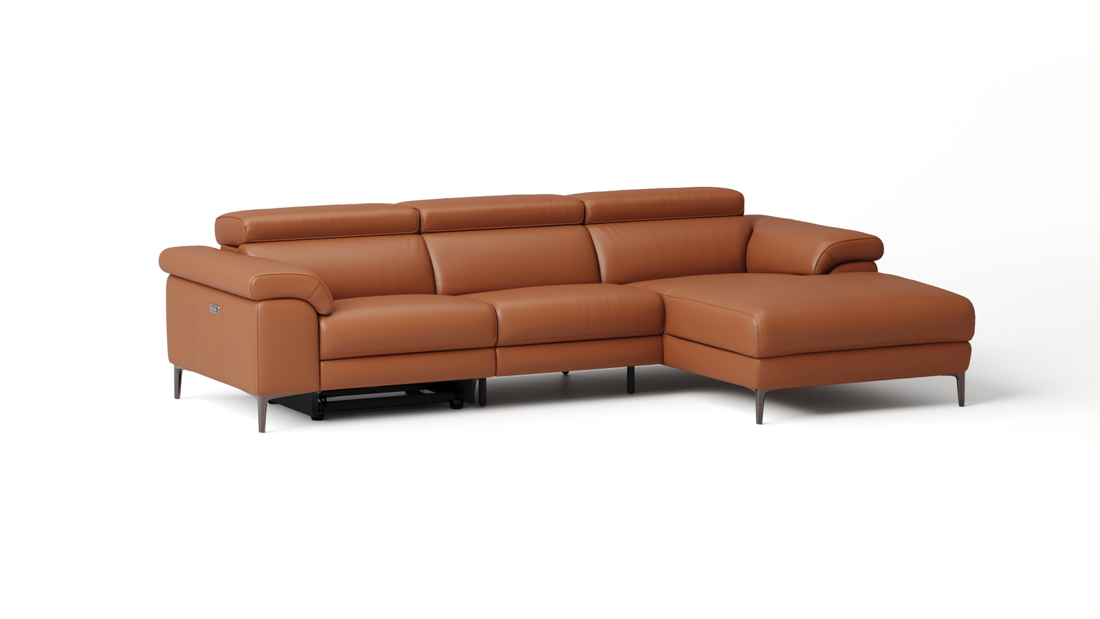 Carlisle Leather Recliner Chaise Lounge Option A — ORANGE