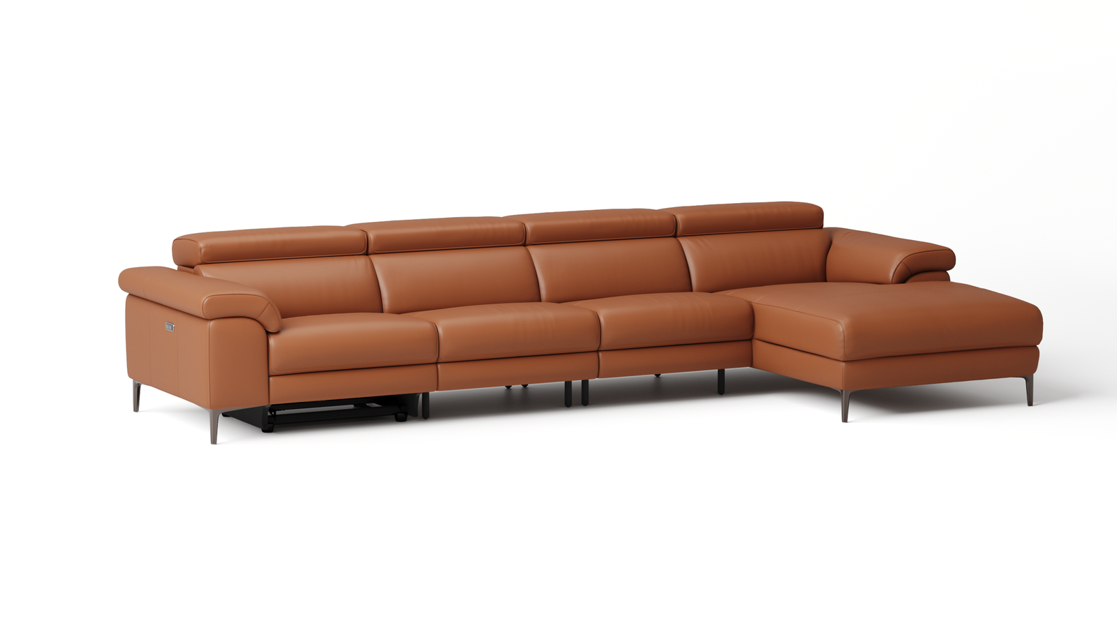 Carlisle Leather Recliner Chaise Lounge Option B — ORANGE