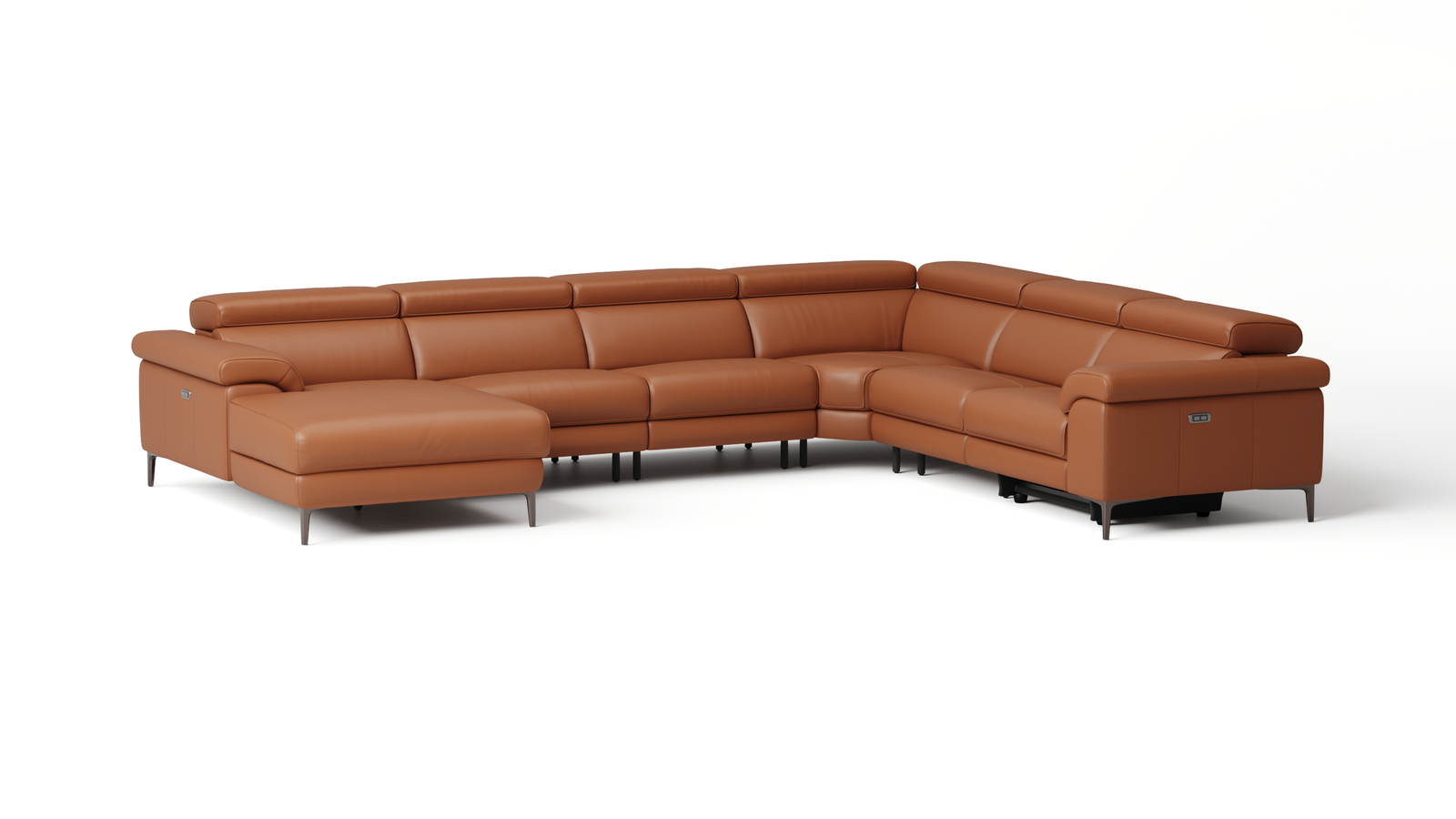 Carlisle Leather Recliner Modular Lounge Option A — ORANGE