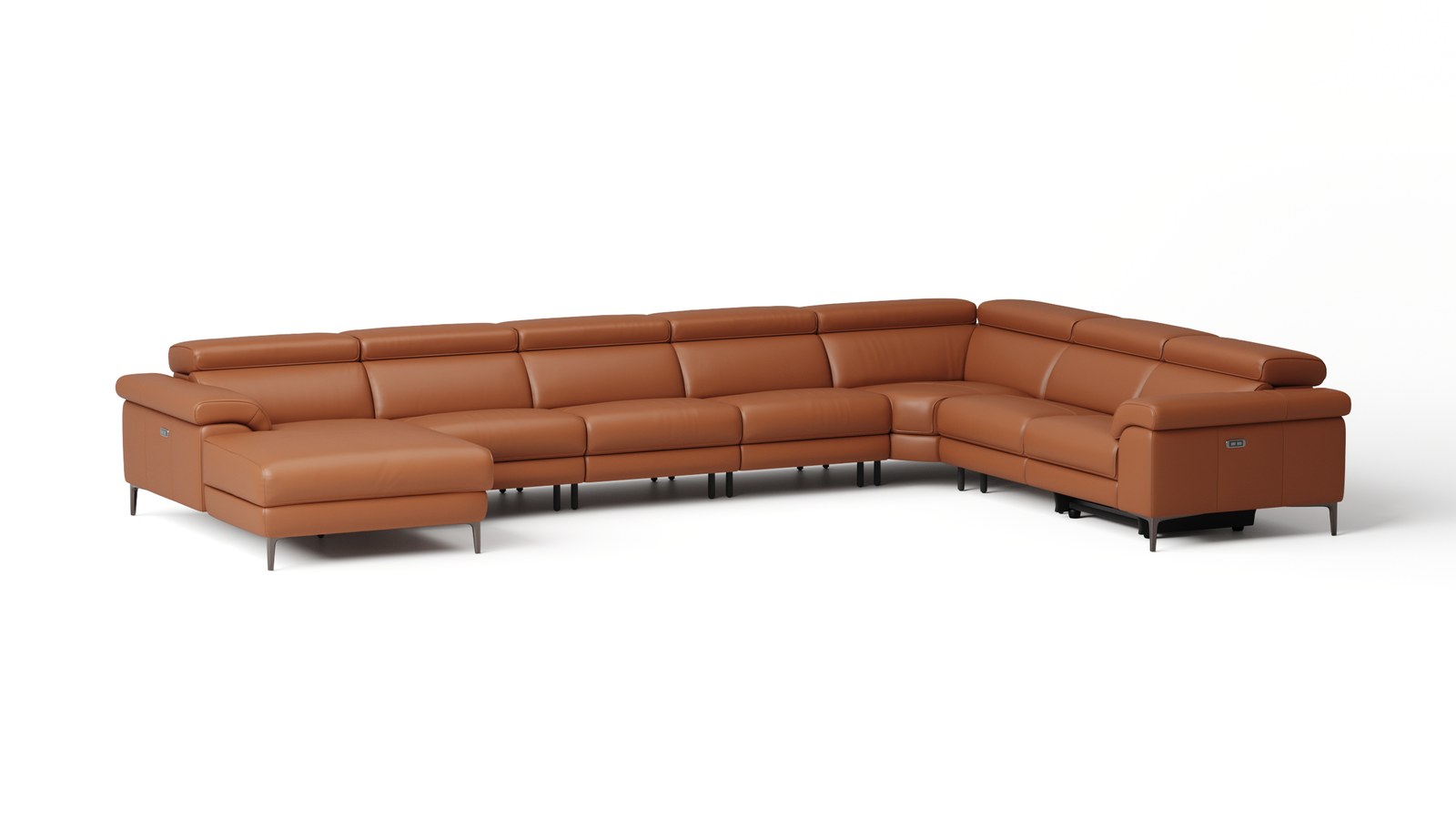 Carlisle Leather Recliner Modular Lounge Option B — ORANGE