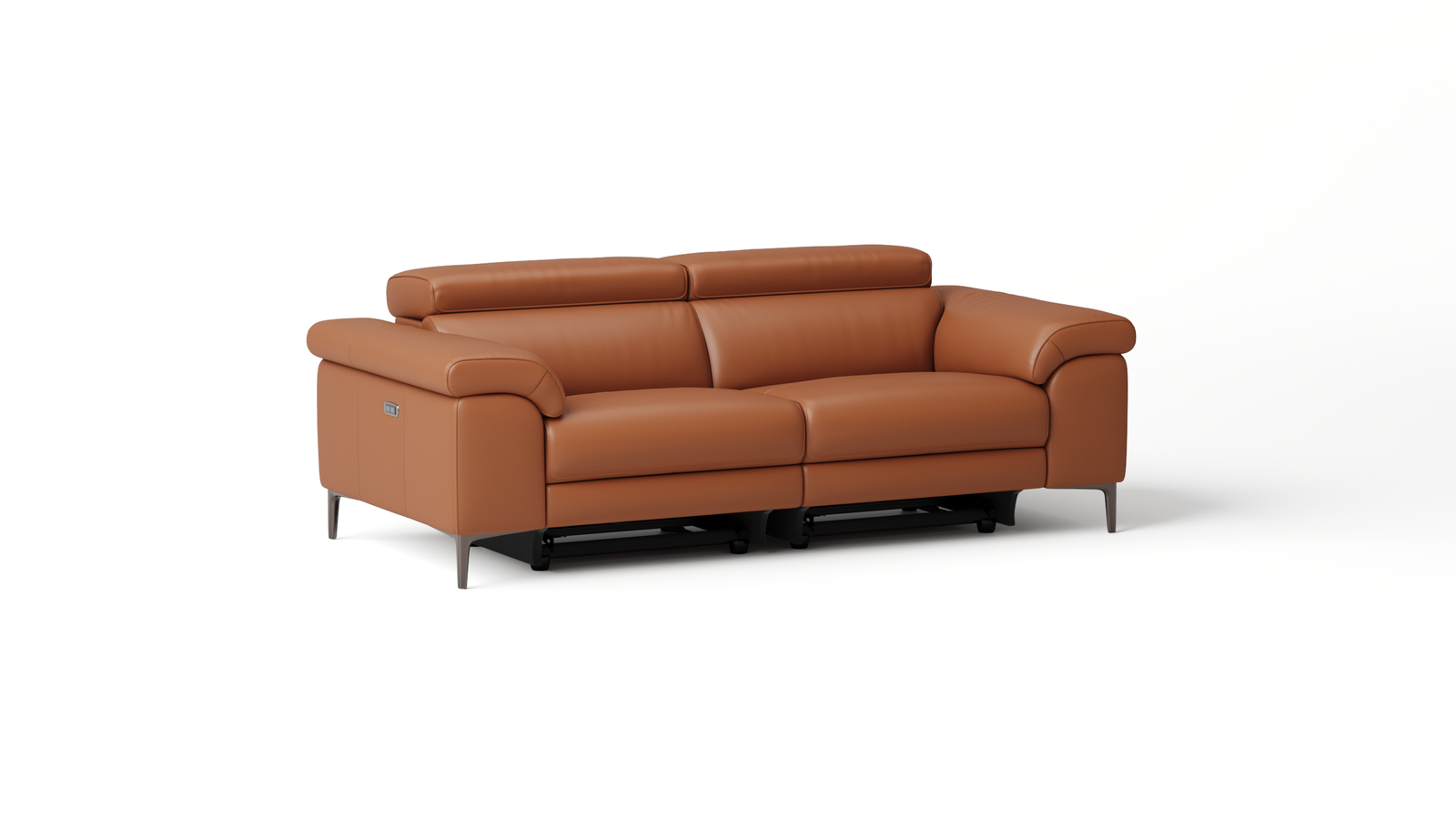 Carlisle Leather Three Seat Sofa Power Recliner — ORANGE