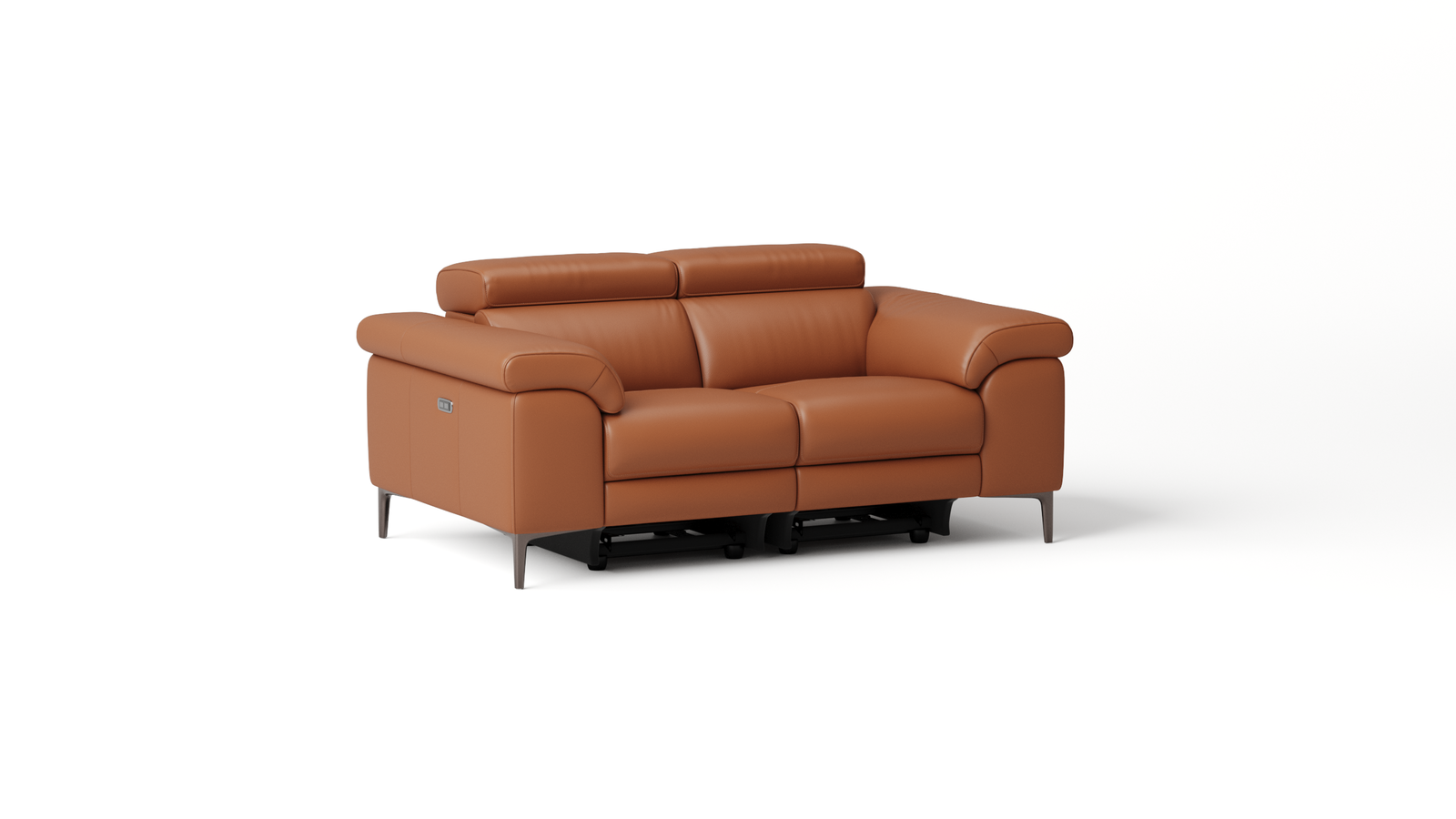 Carlisle Leather Two Seat Sofa Power Recliner — ORANGE