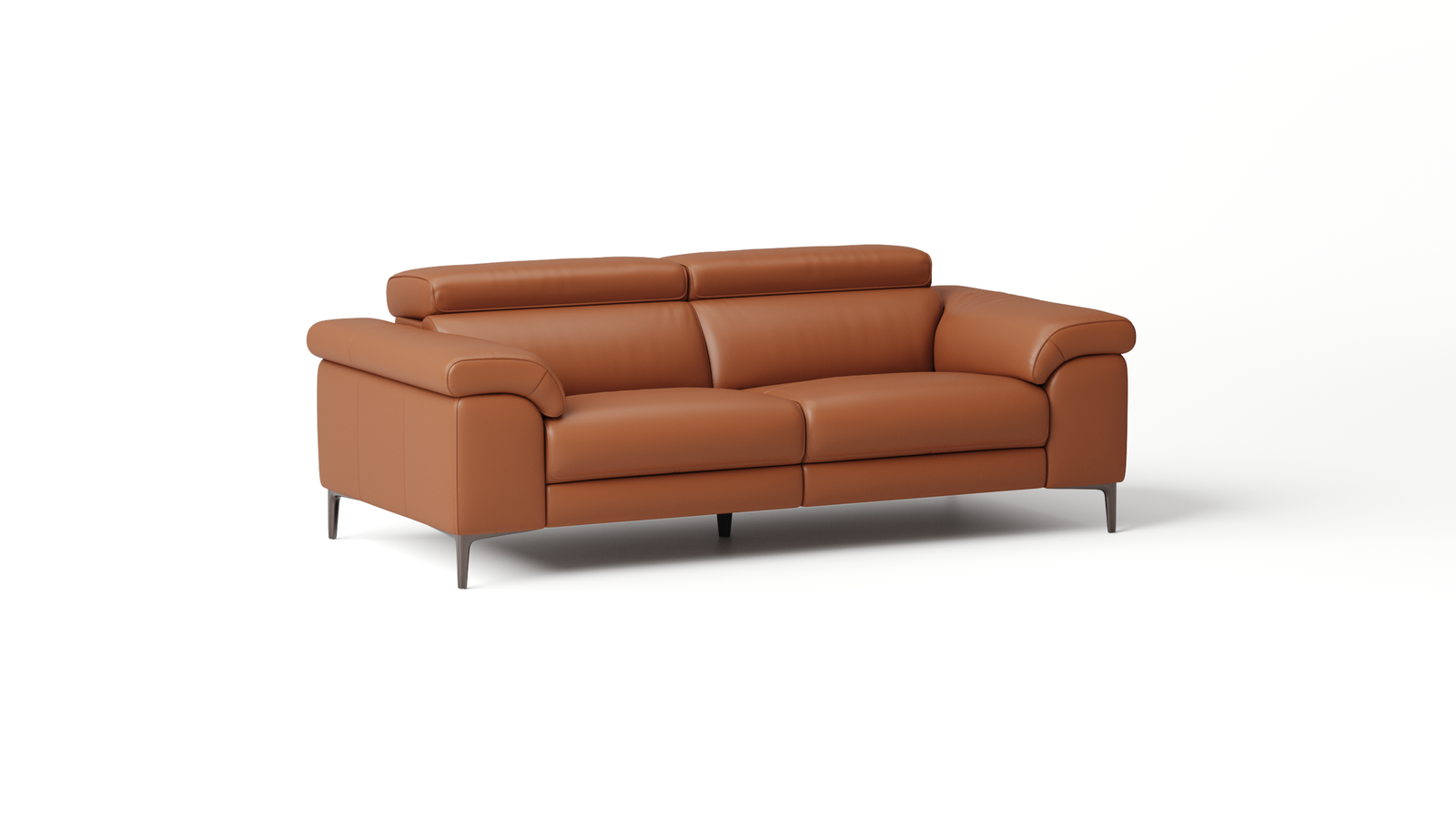 Carlisle Leather Three Seat Sofa — ORANGE
