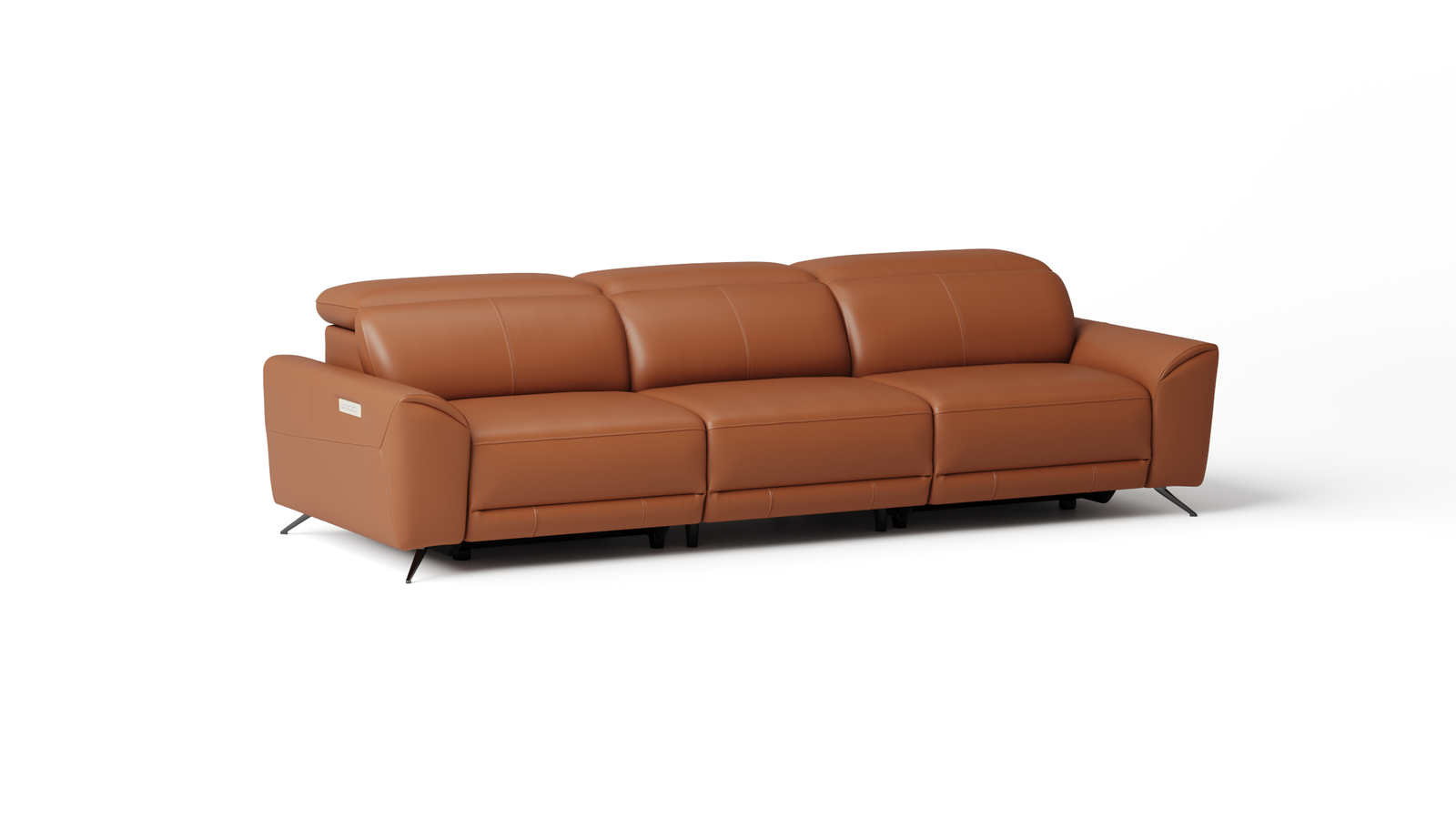 Dover Leather Electric Recliner Three Seat Sofa — ORANGE