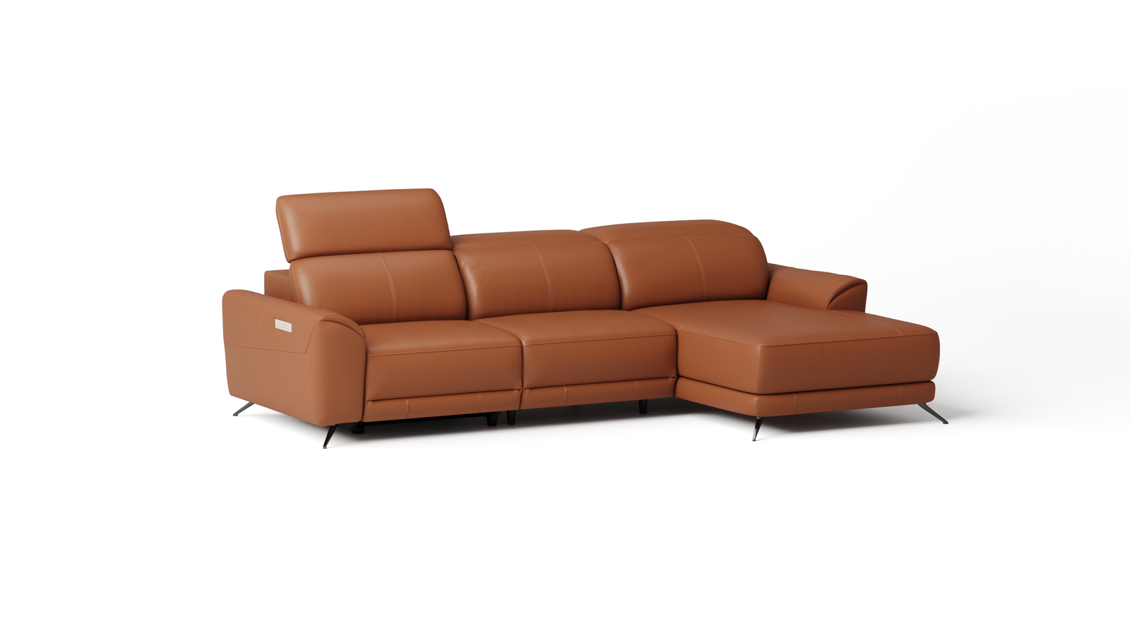 Dover Leather Recliner Chaise Lounge Option A — ORANGE