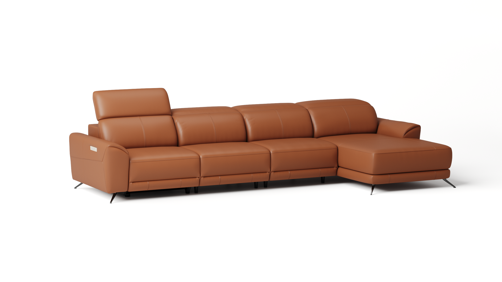 Dover Leather Recliner Chaise Lounge Option B — ORANGE