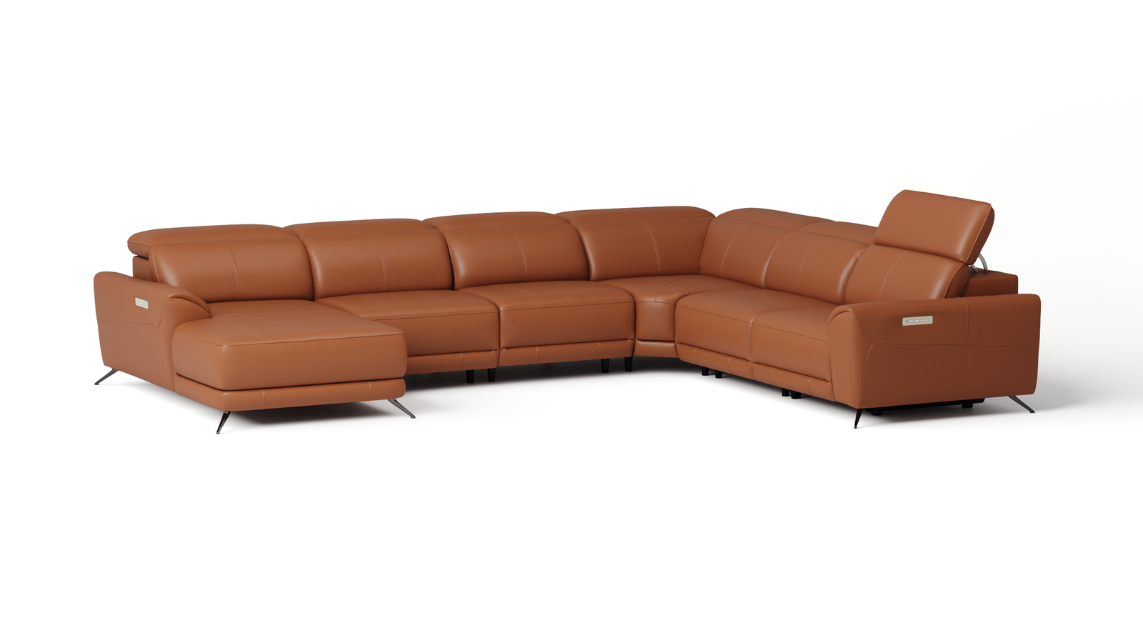 Dover Leather Recliner Modular Lounge Option A — ORANGE