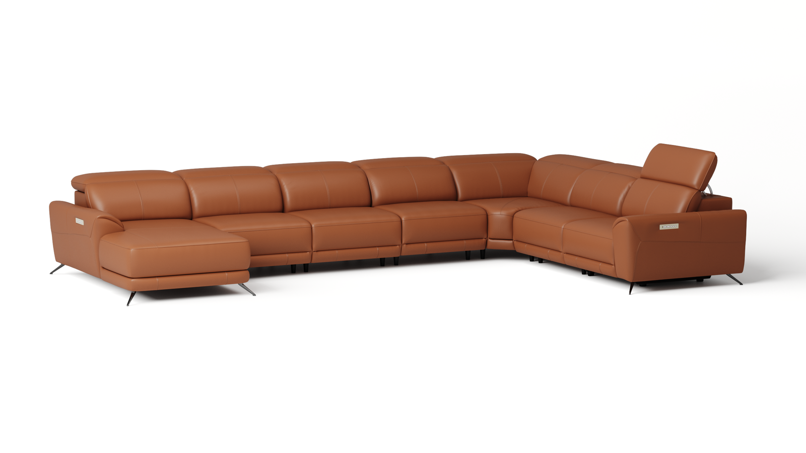 Dover Leather Recliner Modular Lounge Option B — ORANGE