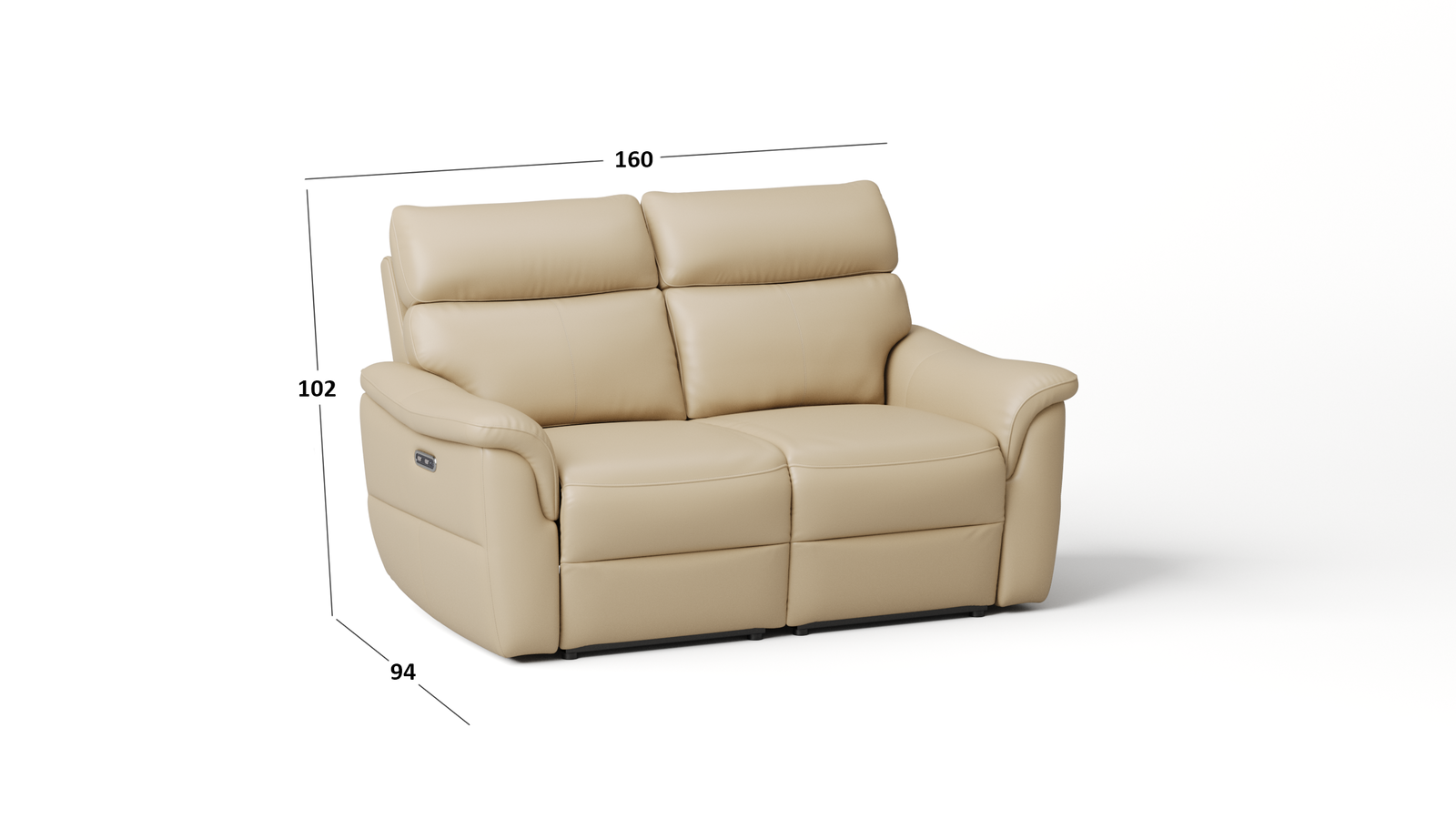 Edmond Leather Two Seater Sofa Power Recliner