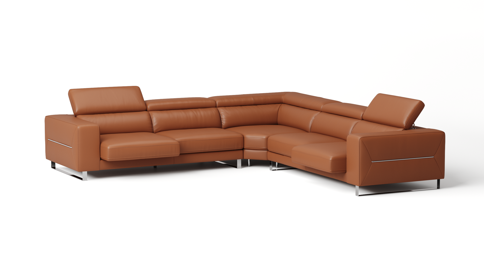 Elixir Leather Sliding Corner Lounge — ORANGE