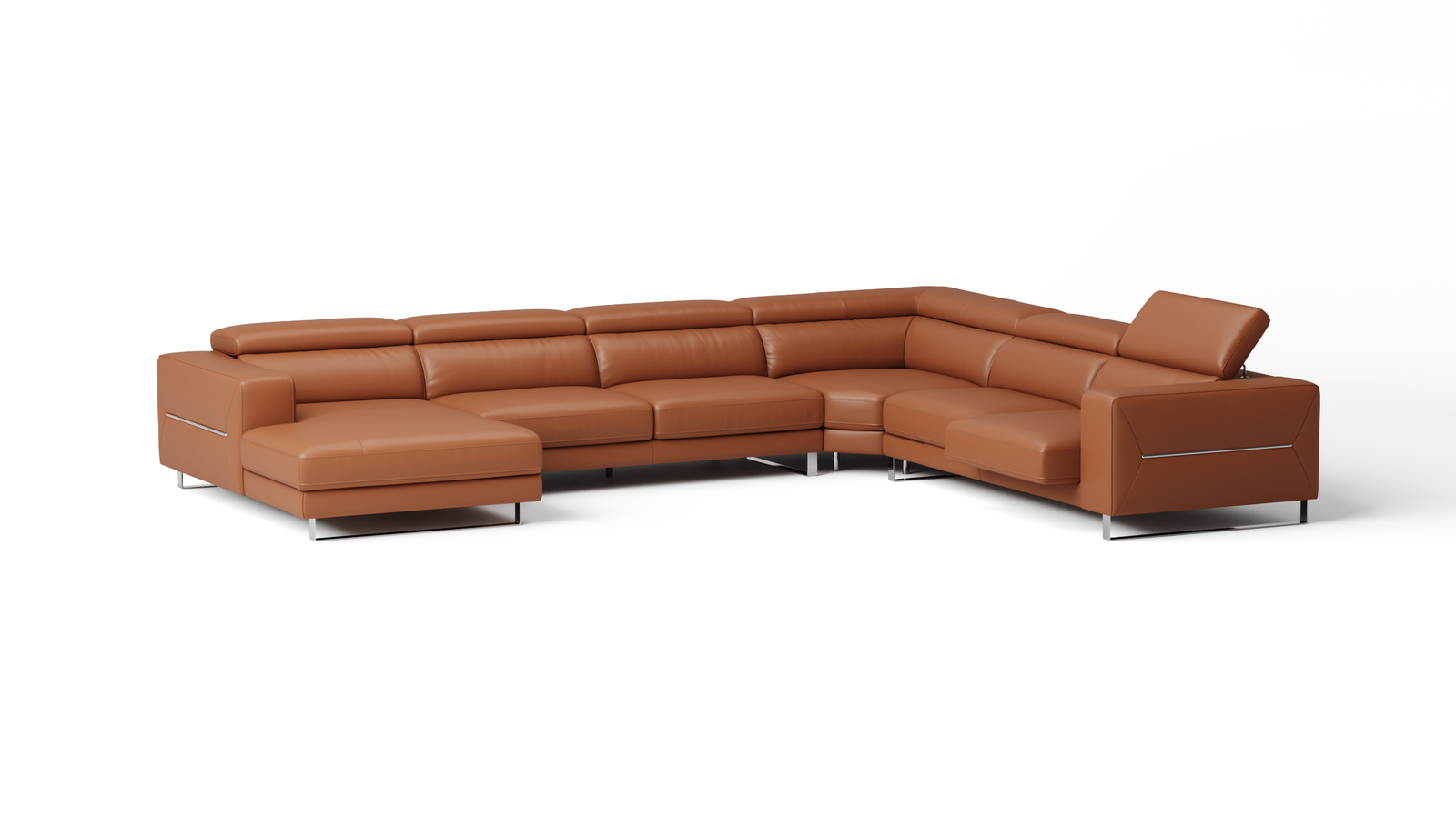 Elixir Leather Sliding Modular Lounge Option A — ORANGE