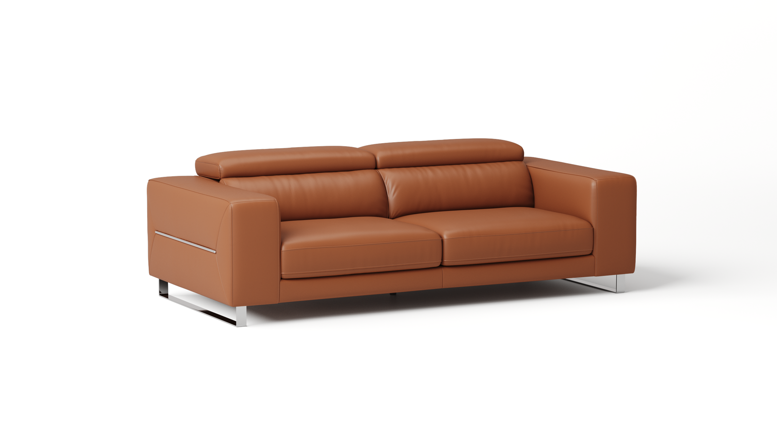 Elixir Leather Sliding Two Seat Sofa — ORANGE