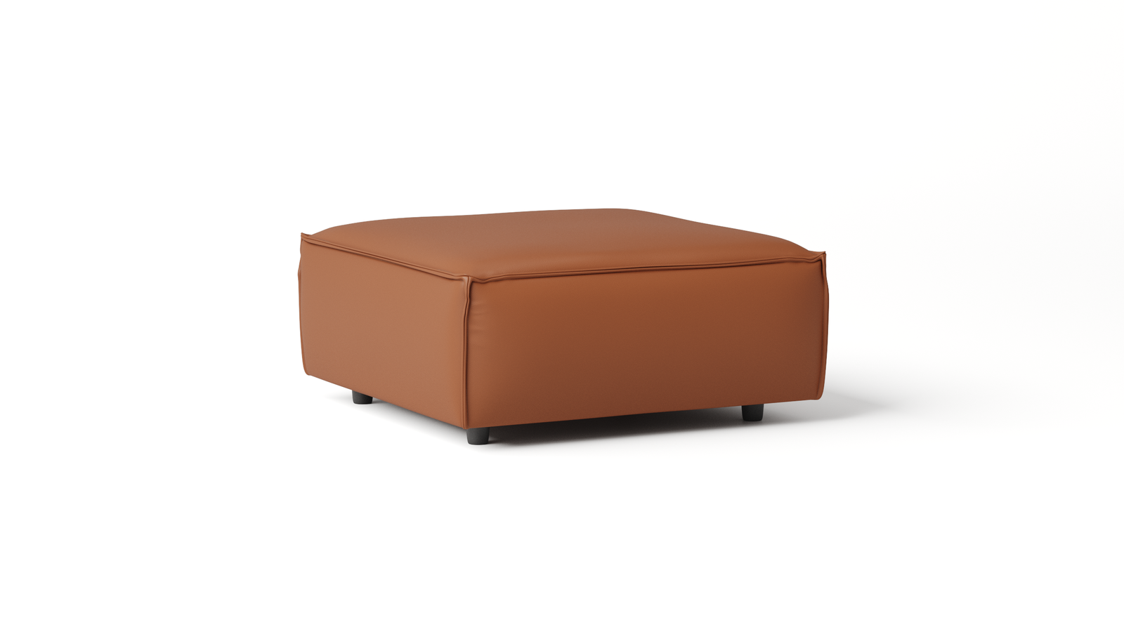 Enzo Leather Ottoman — ORANGE