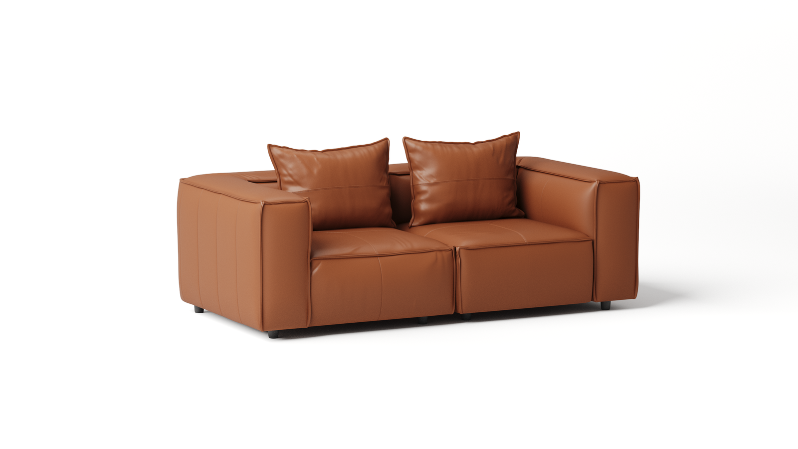 Enzo Leather Two Seat Sofa — ORANGE