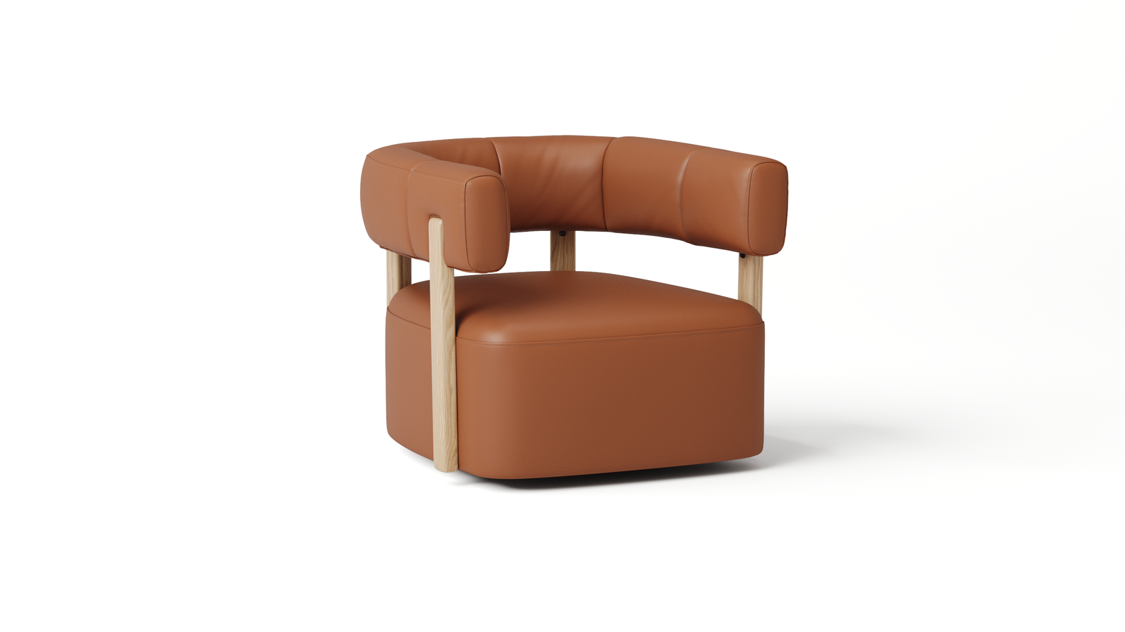 Hush Leather Swivel Chair — ORANGE