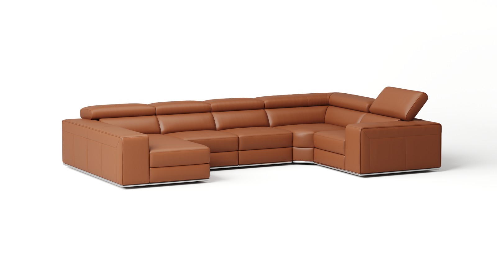 Lorenzo Leather Modular Lounge Option C — ORANGE