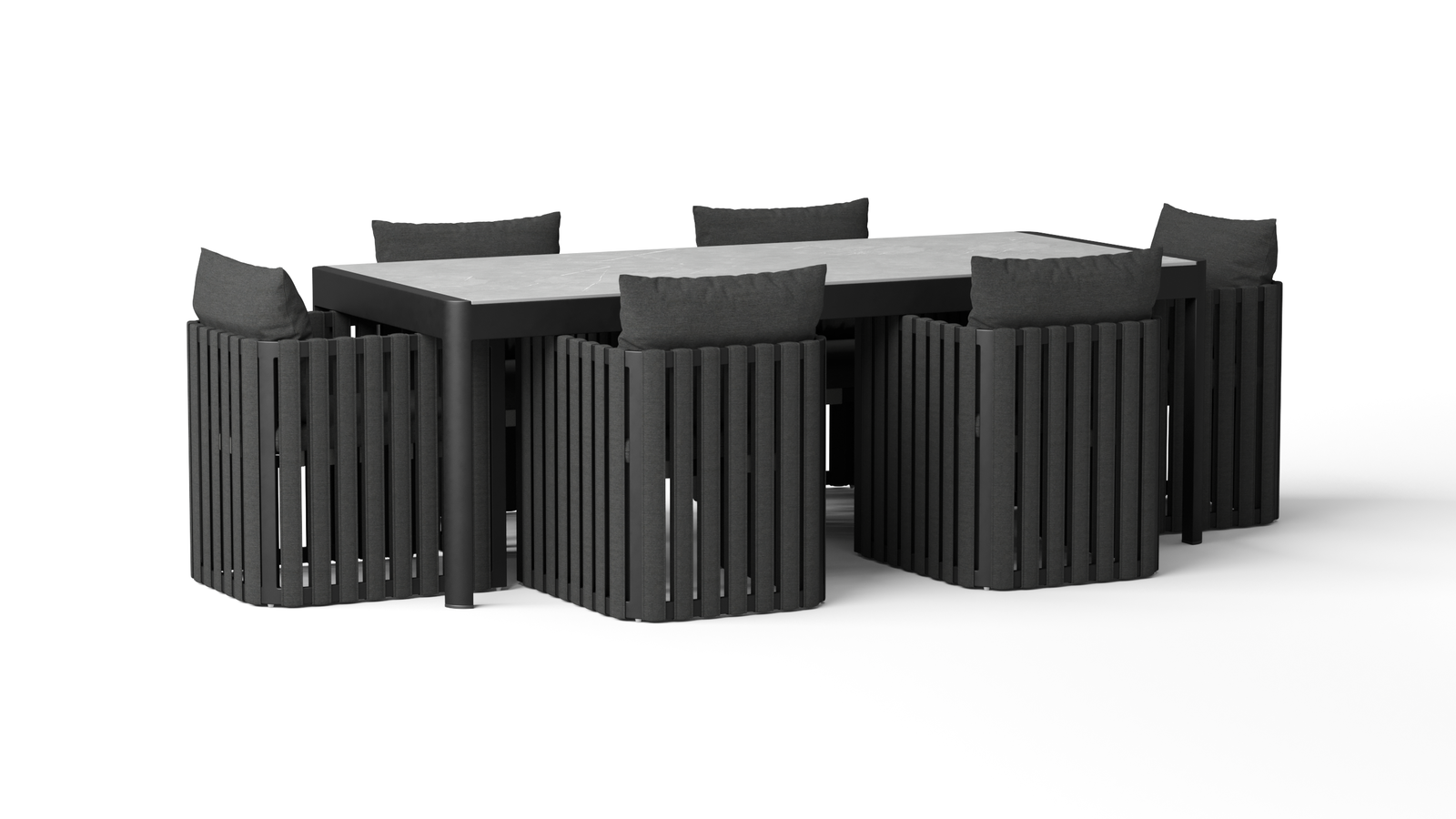 Manly Black 7-piece Outdoor Ceramic Dining Set With Manly Cove Chairs