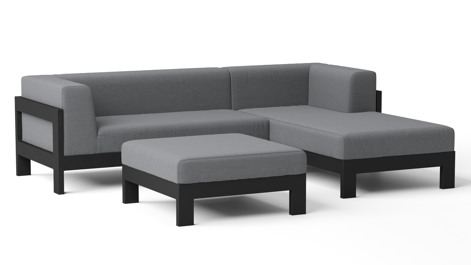 New Noosa Black Outdoor Fabric Chaise Lounge With Ottoman