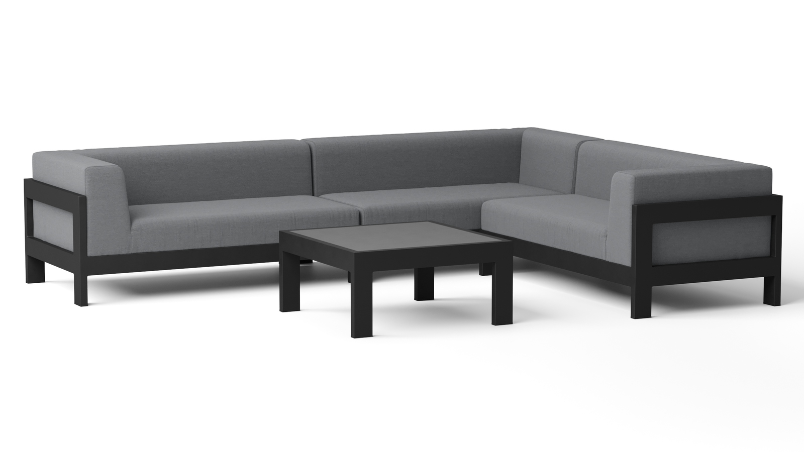 New Noosa Black Outdoor Fabric Corner Lounge With Coffee Table