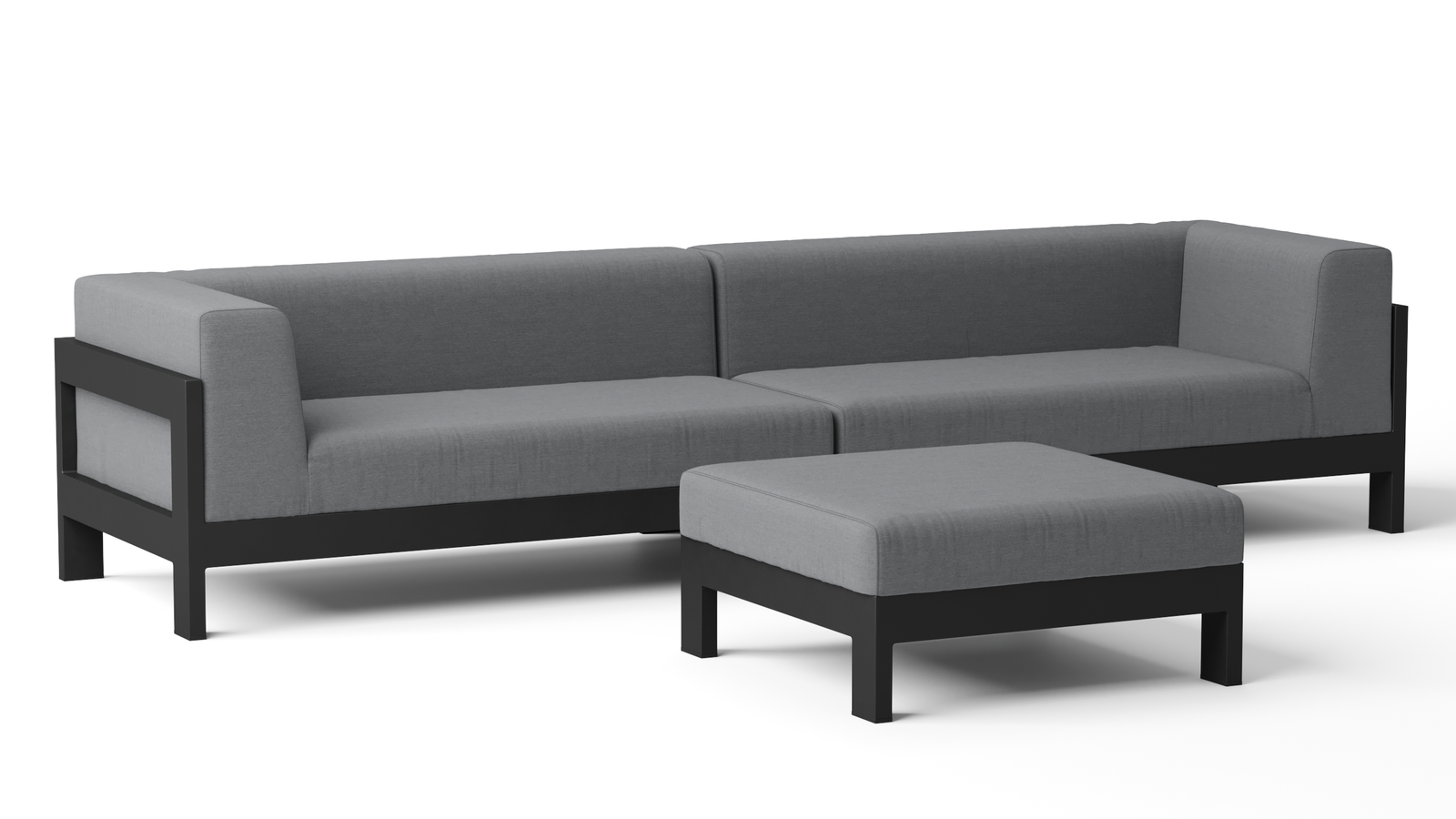 New Noosa Black Outdoor Fabric Lounge With Ottoman