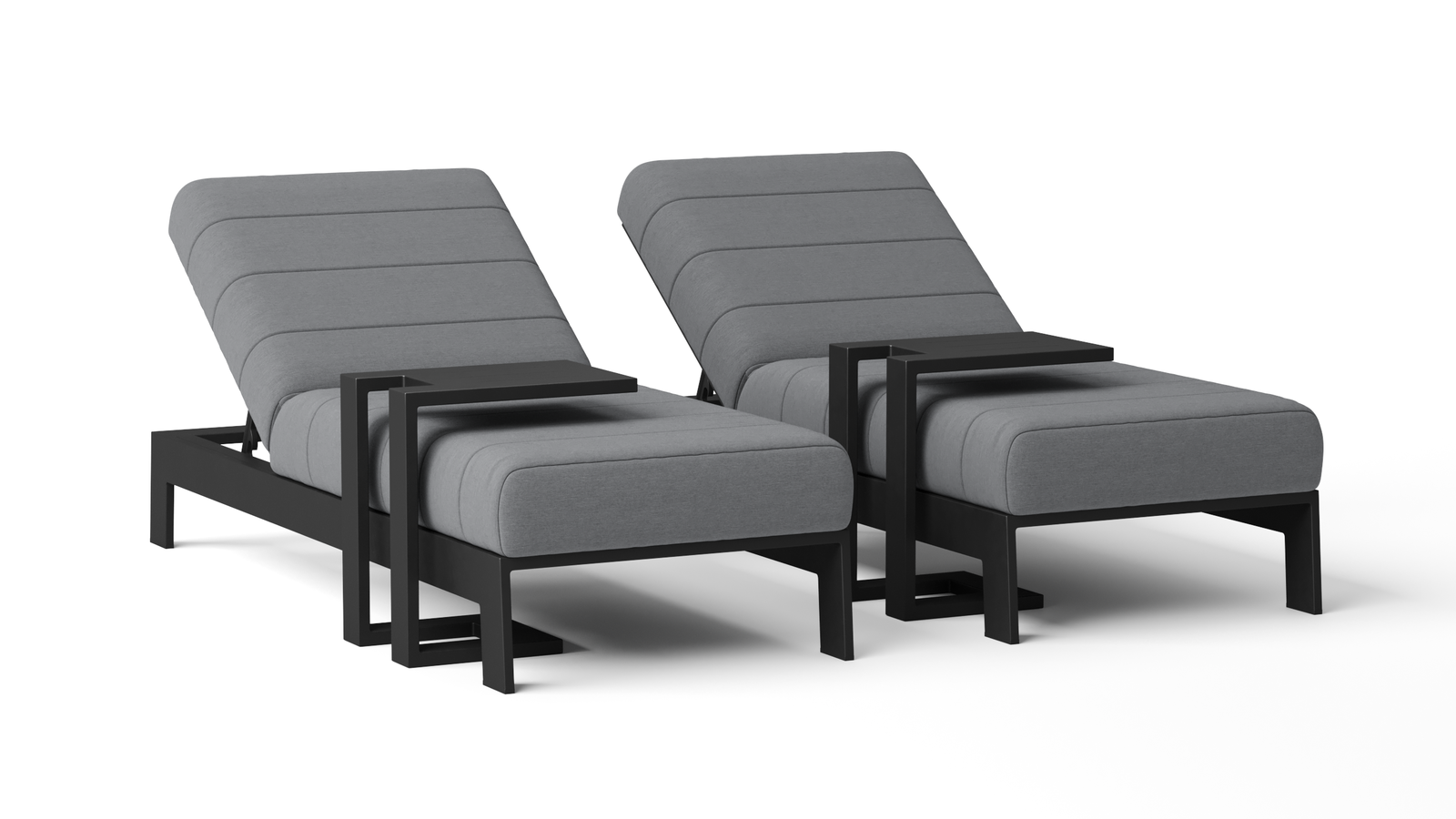 New Noosa Black Outdoor Fabric Sun Lounge Set With Side Tables