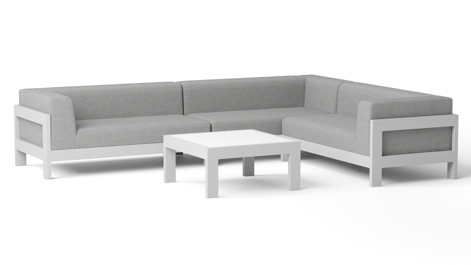 New Noosa White Outdoor Fabric Corner Lounge With Coffee Table