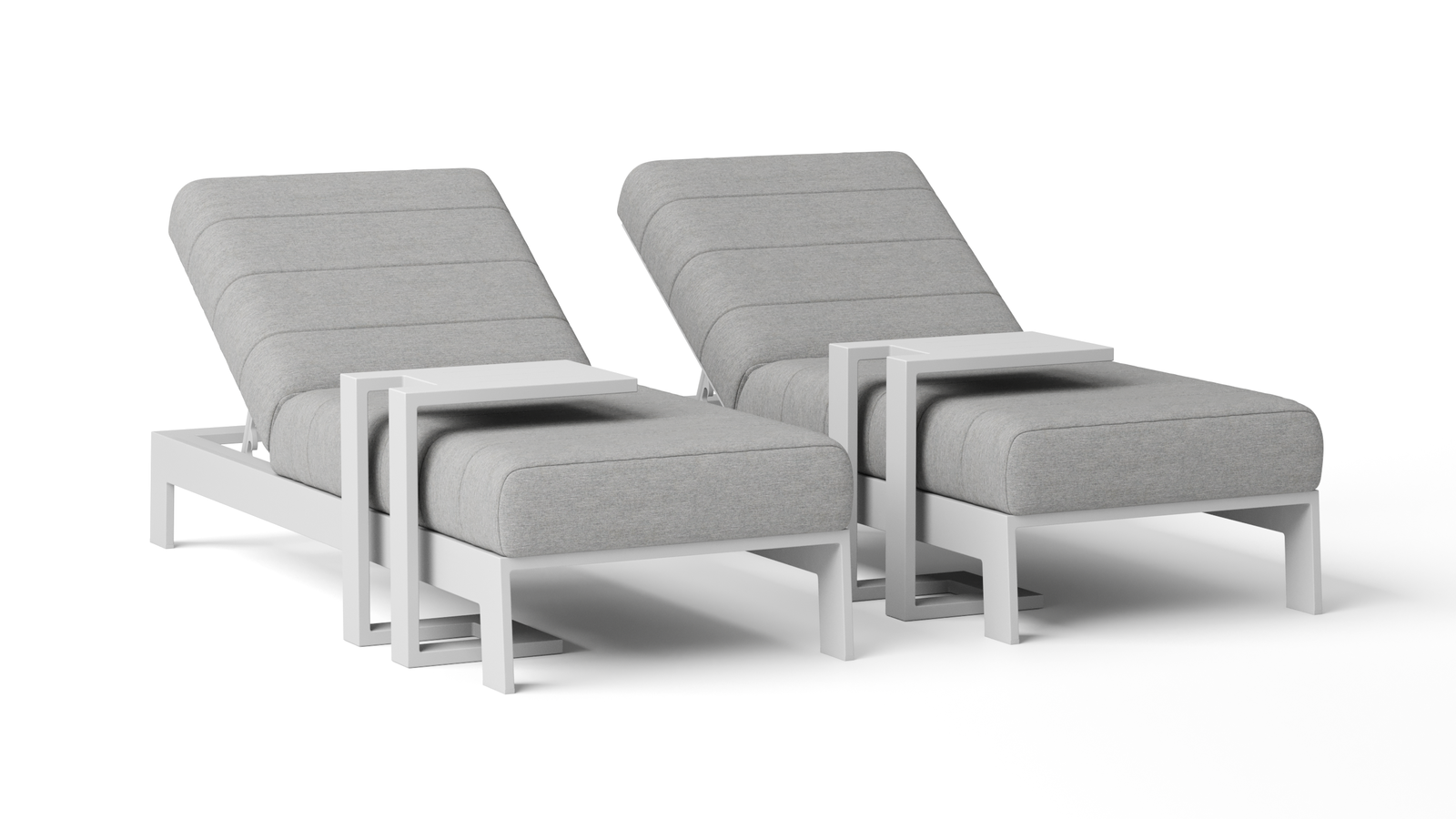 New Noosa White Outdoor Fabric Sun Lounge Set With Side Tables