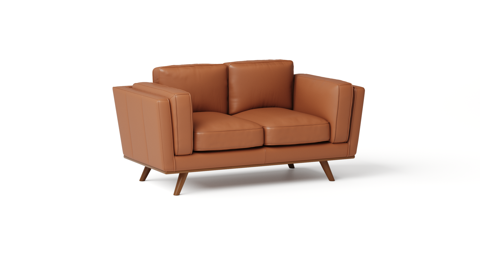 Olafur Leather Two Seat Sofa — ORANGE