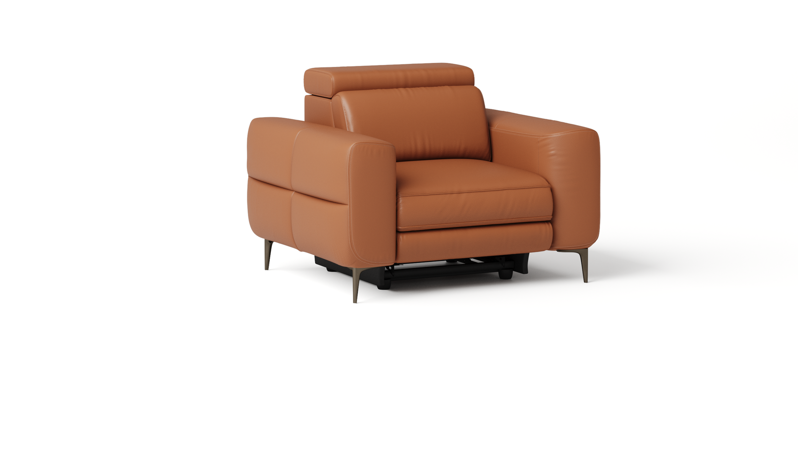 Osten Leather Armchair Power Recliner, Power Headrest — ORANGE