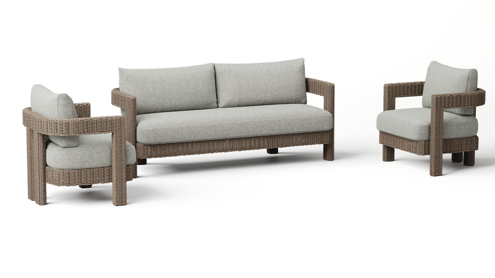 Rozelle Latte Outdoor Wicker Lounge Set 3+1+1