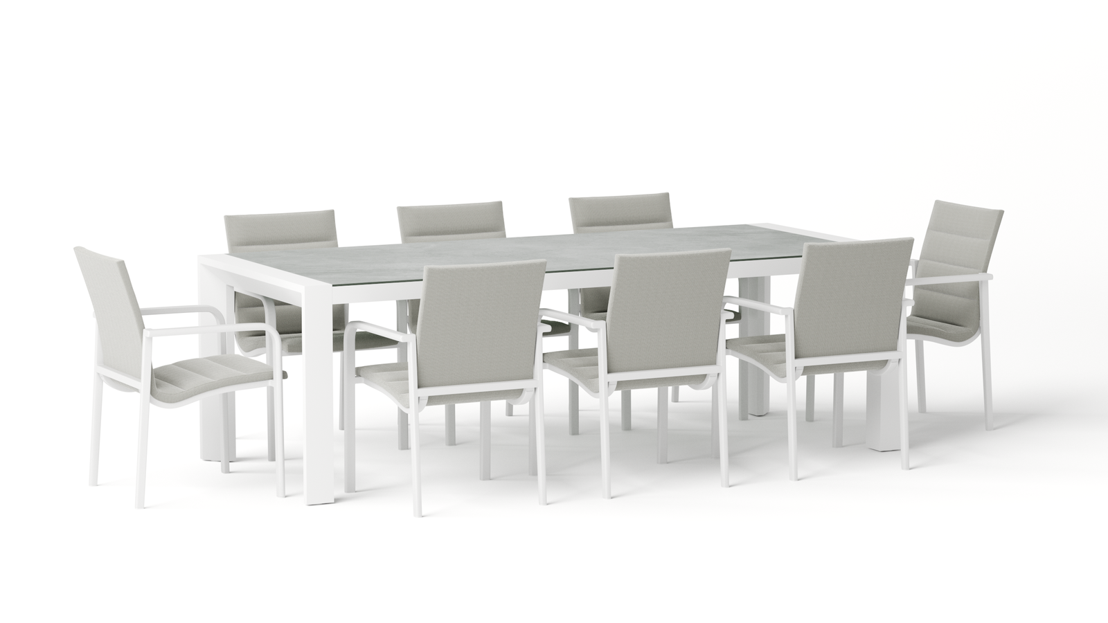 Santa Monica White 9-piece Outdoor Dining Set With Santa Monica White Chairs