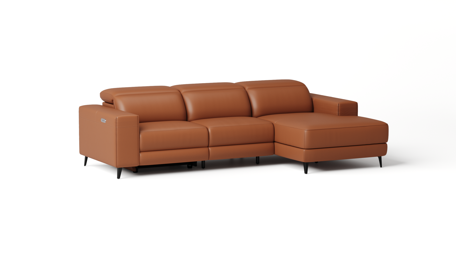 Stirling Leather Recliner Chaise Lounge Option A — ORANGE