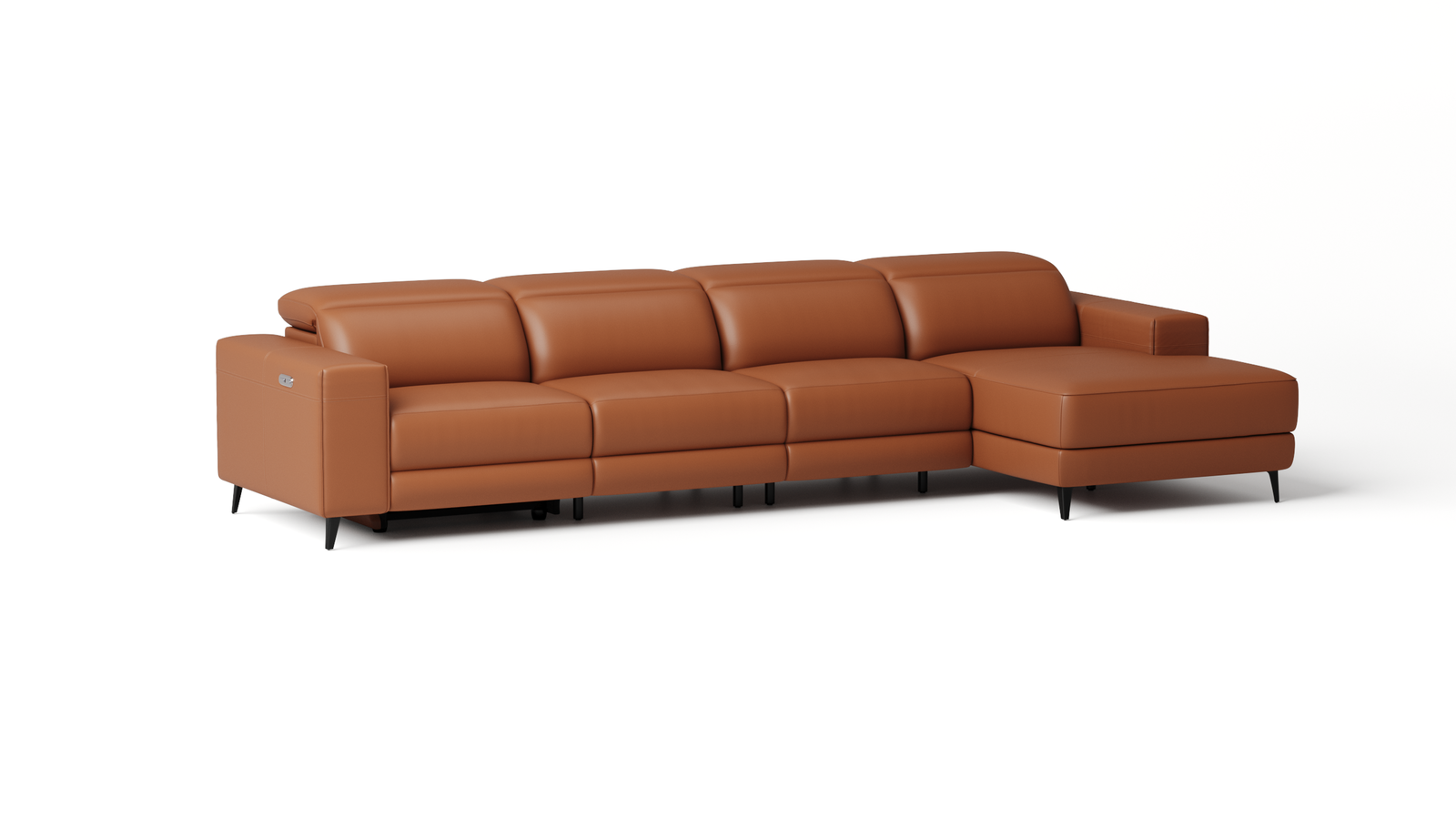 Stirling Leather Recliner Chaise Lounge Option B — ORANGE