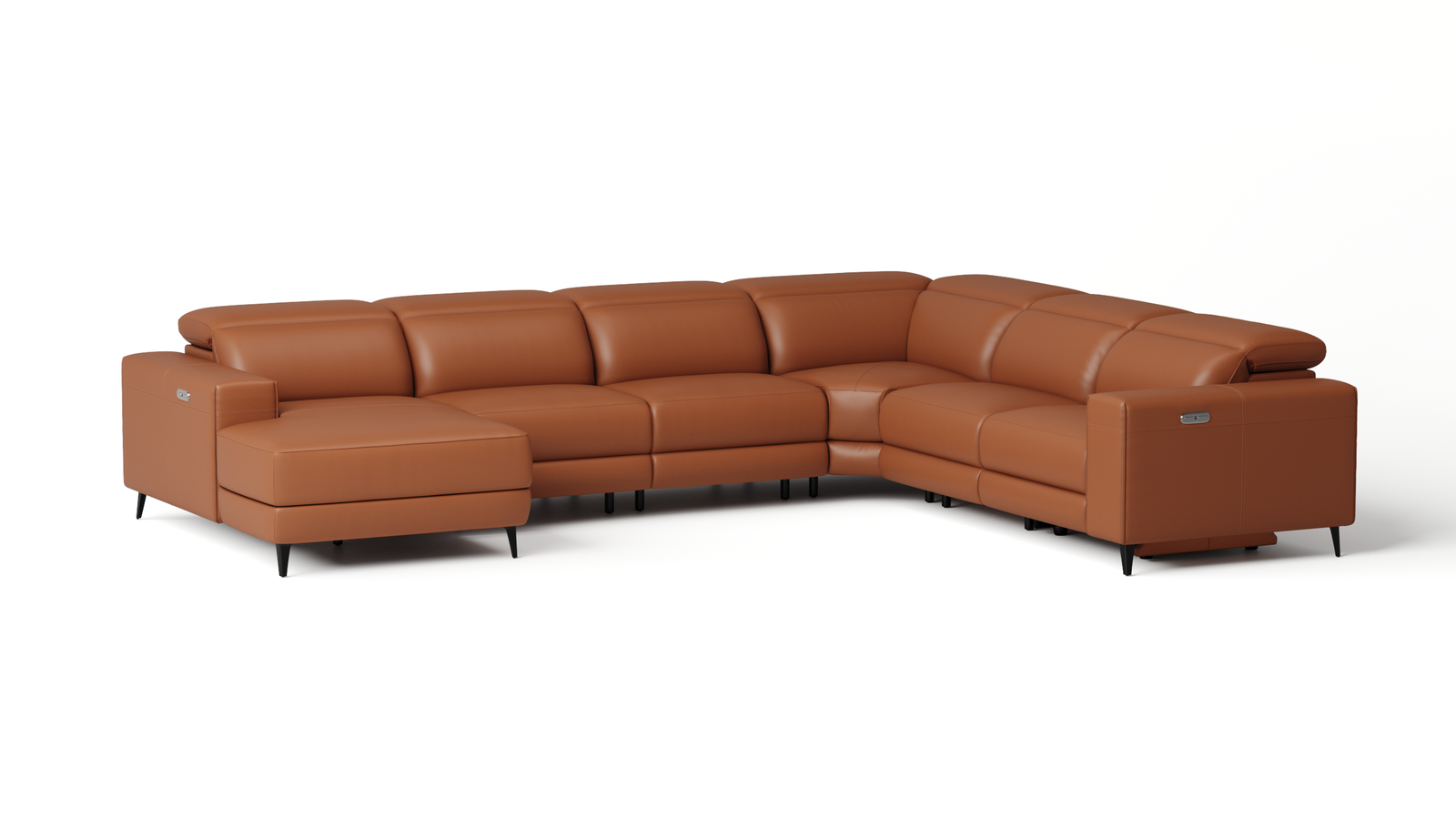 Stirling Leather Recliner Modular Lounge Option A — ORANGE